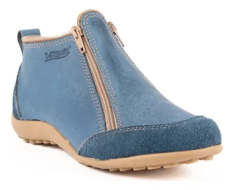 Bota Zipper Azul Dos Cierres Vanzetti