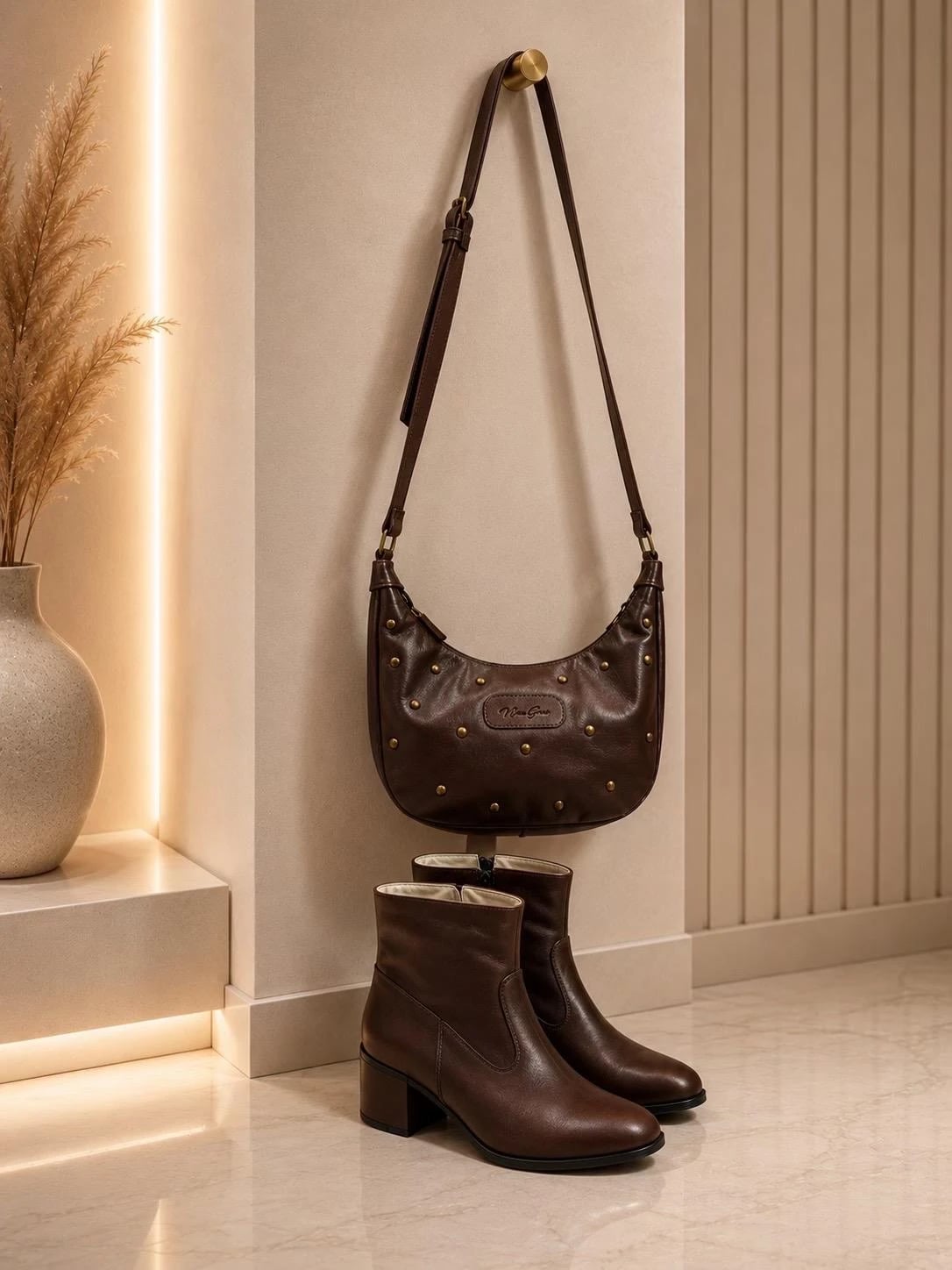 Sets Botas Aurora y Cartera Greta Marrón