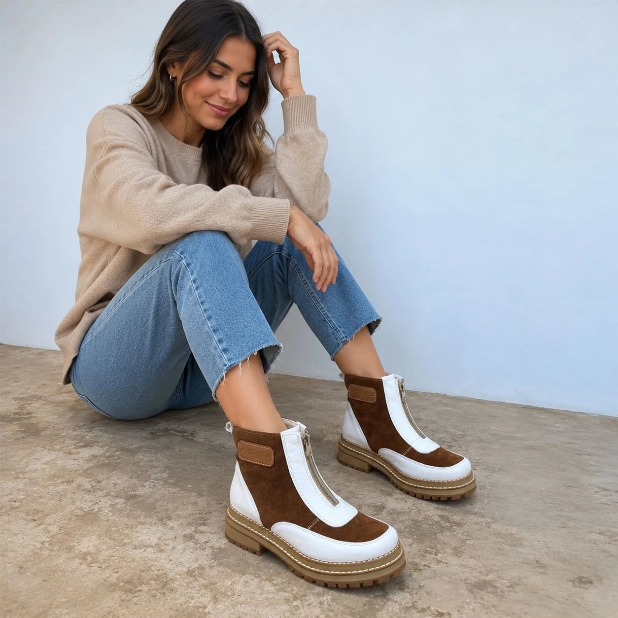 Bota Boreal Blanco y Chocolate